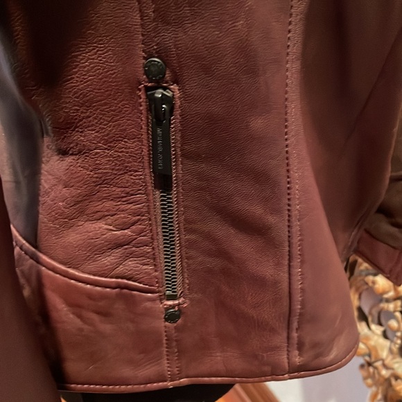 NWT Michael Kors Burgandy Vintage Wash Genuine Leather Jacket. - Picture 5 of 7